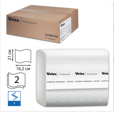 Салфетки для настольных диспенсерные V-слож. Veiro Professional Comfort 2сл.,белые 210*162мм.,15пач*220л. NV211
